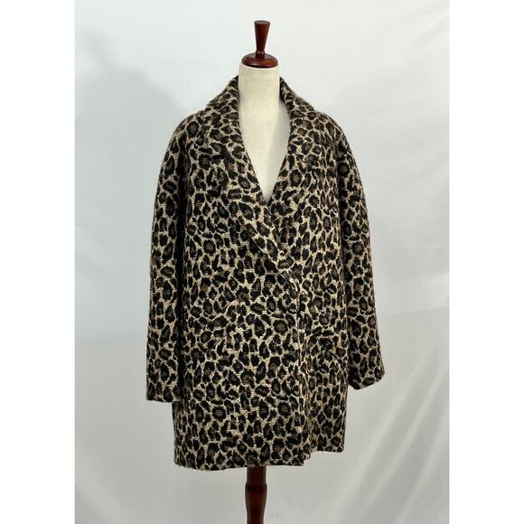 SEZANE Sz 44 12 Andrew Leopard Print Coat Jacket - Picture 9 of 10